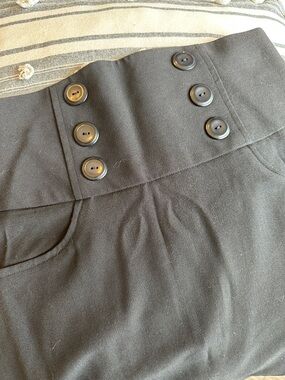 BCX Black High-Waist Pencil Skirt with Double Button Detail